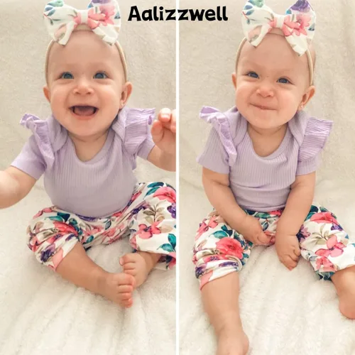 Miniatura 3 de Aalizzwell Conjunto de pantalones de canalé para bebés y niñas