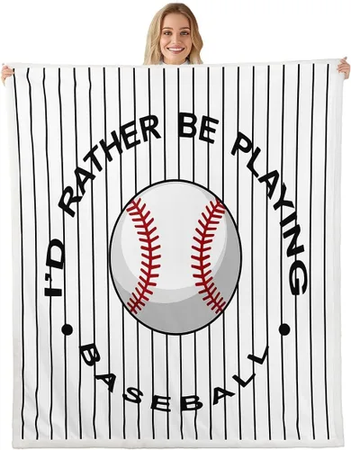 Miniatura 48 de Feelyou Football Throw Blanket Basketball Sports Soft Fleece Sherpa Cozy Fuzzy Plush Warm Soccer Ball Game Fuzzy Plush Throw Black Baseball Gaming