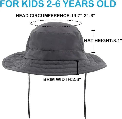 Miniatura 65 de Connectyle Sombrero de sol para niños y niñas, sombrero de pescador de ala ancha UPF 50+, sombrero de protección solar, sombrero transpirable