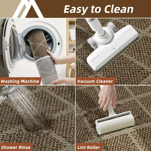Miniatura 6 de COSY HOMEER Tapetes de cocina, 2 alfombras de cocina antideslizantes, lavables, absorbentes, para suelo de cocina, 100% polipropileno, alfombra