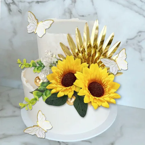 Miniatura 6 de 34 Piezas Decoraciones de Pastel Bohemias de Girasol Decoraciones de Pastel de Mariposa Decoraciones de Pastel de Feliz Cumpleaños con Bolas