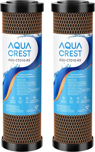 AQUA CREST Cartucho de filtro de agua CTO CTO de 1 micrón, 2.5 x 10 pulgadas, repuesto para DuPont WFPFC8002, Culligan D-10A, CBC-10, GE FXWTC,