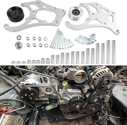 Miniatura 10 de Kit de Soporte de Compresor AC R4 de Intercambio LS con Tensor Compatible con LSX, LS2 LS3 LS6 LQ4 LQ9 L92 L99 Camiones/SUV Vortec GM R4 Compresor