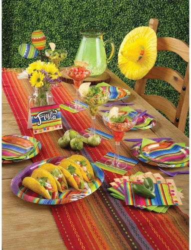 Miniatura 2 de Creative Converting Mantel de plástico con estampado completo, 54 x 102 pulgadas, Serape Paquete de 3