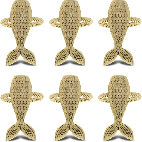 Miniatura 11 de Juego de 6 servilleteros dorados – Elegantes servilleteros de metal dorado, servilleteros de centro de mesa de lujo para cenas familiares, fiestas
