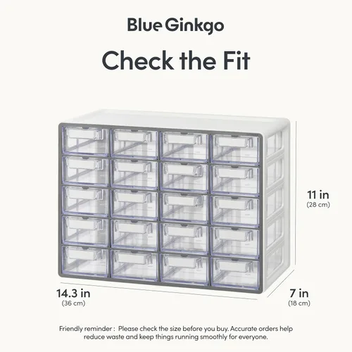 Miniatura 2 de Blue Ginkgo Gabinete pequeño de 20 cajones, organizador transparente apilable para hardware, cuentas, ladrillos de plástico, oficina y Gris