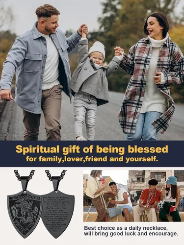 Miniatura 135 de U7 Saint Benedict/Michael Medal Necklace, 316L Stainless Steel Virgin Mary Necklace for Men Women, Bible Verse Protection Necklace Catholic