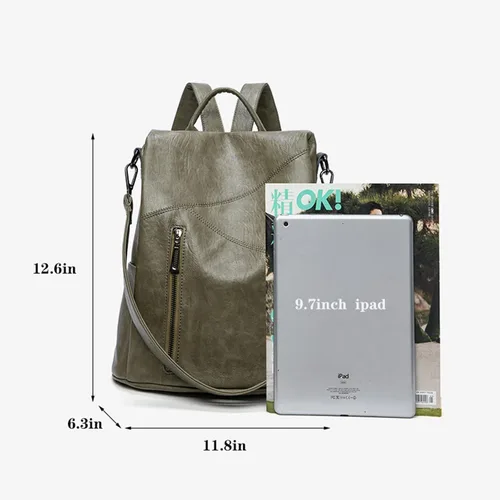 Miniatura 6 de Mochila para mujer, bolso de viaje de piel sintética suave, bolso de mano grande y bolso de hombro, mochila informal para universidad antirrobo