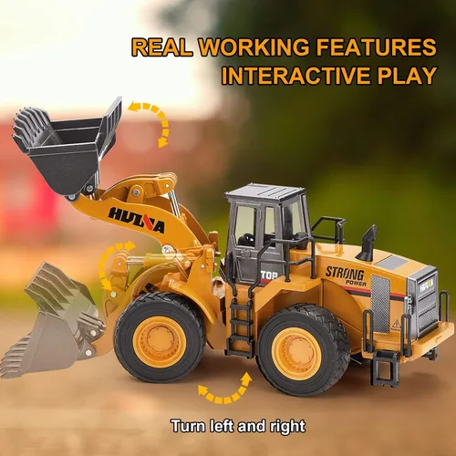 Miniatura 3 de 1/40 Escala Diecast Cuatro Ruedas Cargador Camión Juguete, Equipo de Construcción de Metal Modelos de Bulldozer para Niños
