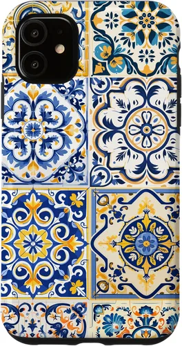 Miniatura 7 de iPhone 13 Patrón de azulejos mediterráneos sicilianos con estuche estético Maiólica