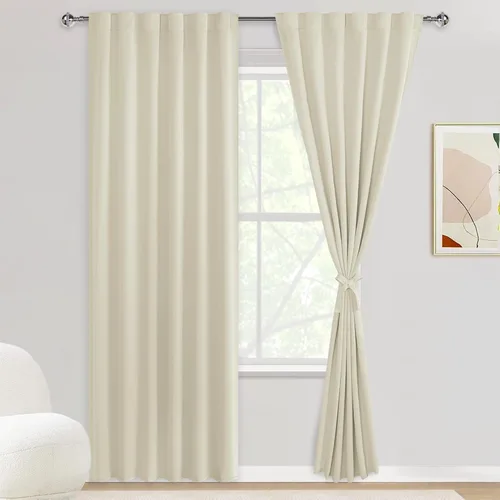 Miniatura 54 de DWCN Cortinas opacas con pestaña trasera para ventana - Cortinas opacas con bolsillo para barra para oscurecer la habitación para dormitorio/sala