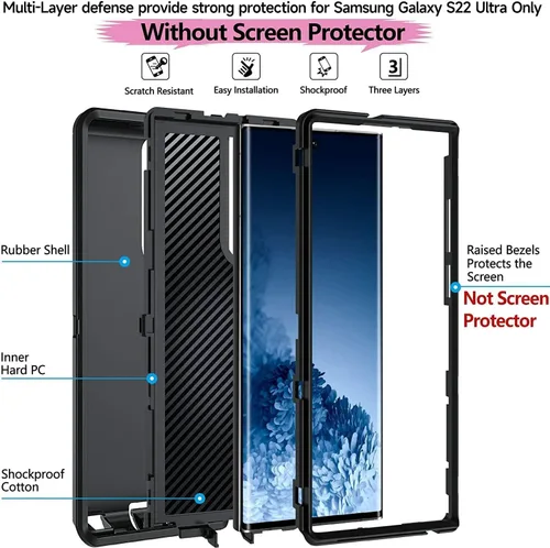 Miniatura 2 de Funda para Galaxy S22 Ultra Defender, diseño de camuflaje, funda híbrida a prueba de golpes, diseño de doble capa, cubierta dura diseñada