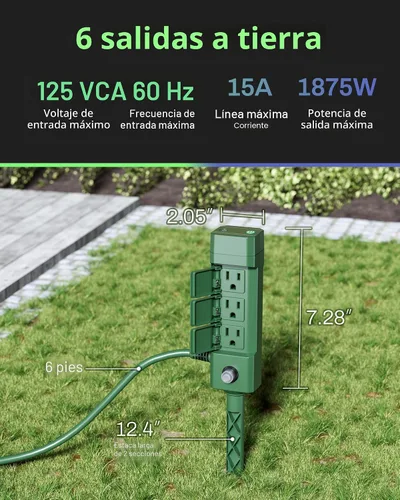 Miniatura 7 de HBN Enchufe inteligente para exteriores, impermeable, WiFi, temporizador de salida al aire libre con 6 tomas de tierra, control remoto y control