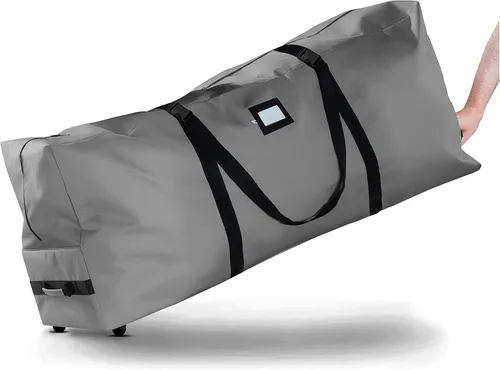 Miniatura 11 de ZOBER Bolsa de almacenamiento para árbol de Navidad con ruedas de tela Oxford 600D, se adapta a árboles artificiales de 7.5 pies, bolsa impermeable