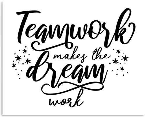 Govivo Teamwork Makes The Dream Work - Impresión artística de pared con cita motivacional, impresión de decoración de pared, póster o lienzo para