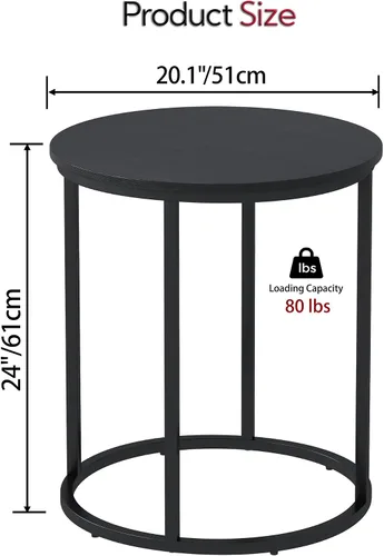 Miniatura 3 de Yusong Mesa auxiliar redonda, mesa auxiliar pequeña de 20 pulgadas adecuada para ocultar el basurero, mesita de noche moderna para sala de estar