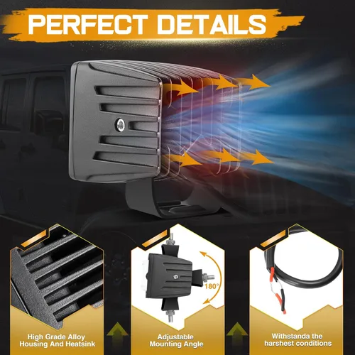 Miniatura 5 de Luces antiniebla amarillas SAE de 3 pulgadas con cubos, luces LED aprobadas por DOT, luces de conducción todoterreno, barra de luz ámbar legal
