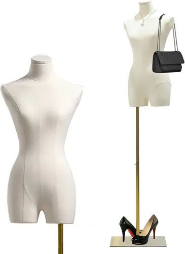Maniquí femenino con forma de torso para vestido, altura ajustable de 47" a 83", maniquí de exhibición con soporte de metal, manequí retro para