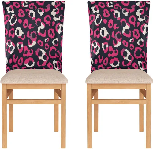 Leopard Pattern Magenta Black Chair Cover for Office Chair Anti-Dust for Home Restaurant Banquet Set of 2 Decoration Stain-Resistant Covers Covers