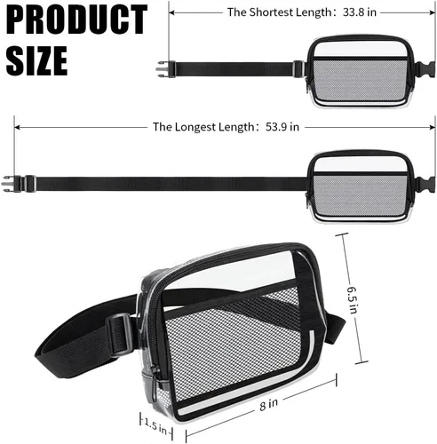 Miniatura 3 de Labeol Riñonera transparente para mujer, cangurera transparente aprobada para estadios, bolsa de cinturón transparente para mujer, riñonera