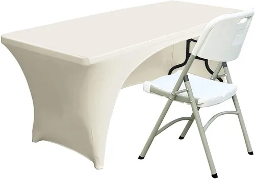 Miniatura 28 de ABCCANOPY - Mantel elástico de 1,2 m para mesa, ajustado, con parte trasera abierta, lavable, salvamanteles para mesas rectangulares, color negro