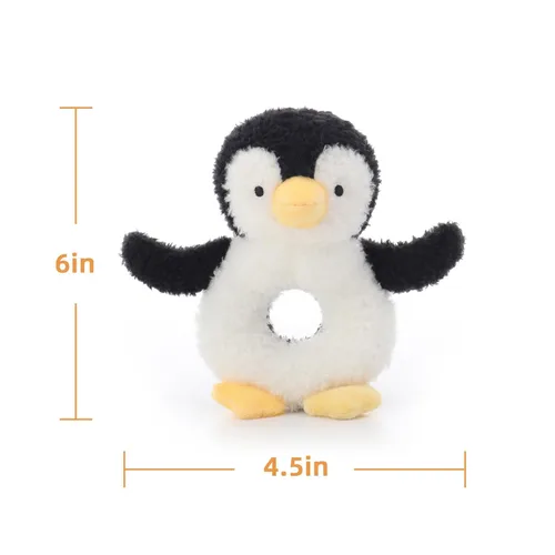 Miniatura 6 de Apricot Lamb Baby Lovey - Juguete suave de sonajero de pingüino, animal de peluche para recién nacido, suave de más de 0 meses