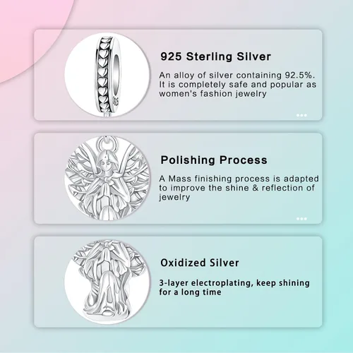 Miniatura 155 de LUXILLA Abalorio de plata de ley 925 para madre, hija, abuela, para familia, amor, madre, hija, abuela, para pulseras, collares, dijes, abalorios