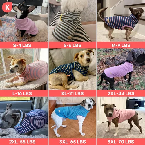 Miniatura 5 de KYEESE Paquete de 2 suéteres para perro, sudadera elástica para perros, ropa suave para mascotas, abrigos cálidos para perros, cuello alto, suéteres