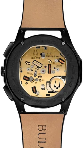 Miniatura 3 de Bulova CURV - Reloj cronógrafo con correa de cuero azul para hombre 98A232, Blanco, Cronógrafo