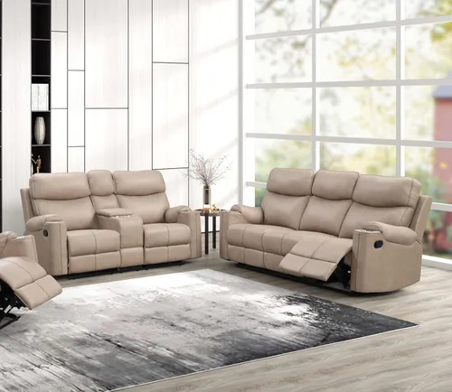 Miniatura 22 de Betsy Furniture Juego de sofá reclinable de microfibra para sala de estar 8007 (topo, sofá+sofá biplaza+sillón reclinable)