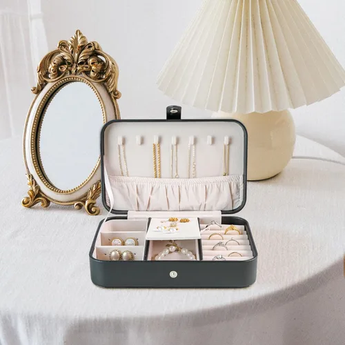 Miniatura 8 de Kendal Travel Jewelry Box, Small Portable Jewelry Organizer Mini Jewelry Case for Women, Earing Organizer, Leather Portable Jewelry Storage Boxes