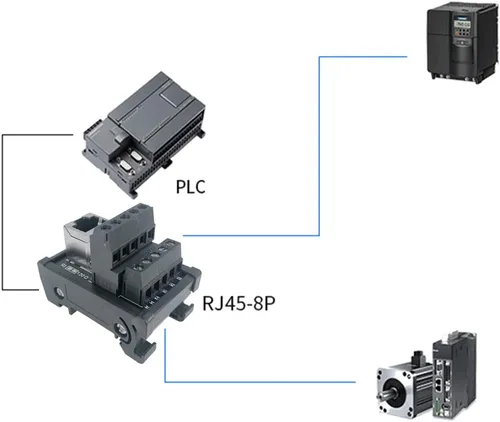 Miniatura 7 de Placa de distribución de conector Ethernet de montaje en riel DIN RJ45 8P8C, conector de bloque de terminales de conector vertical RJ45