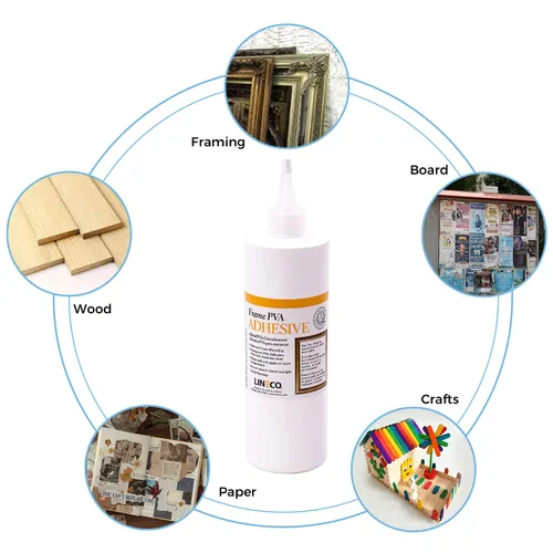 Miniatura 7 de LINECO Adhesivo de PVA, pegamento para marcos de fotos, madera o MDF, se seca transparente y flexible, 16 onzas, ideal para enmarcar tableros