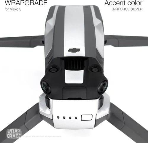 Miniatura 6 de WRAPGRADE Adhesivos parciales para DJI Mavic 3 / Mavic 3 Classic Accent Color (AIRFORCE SILVER)