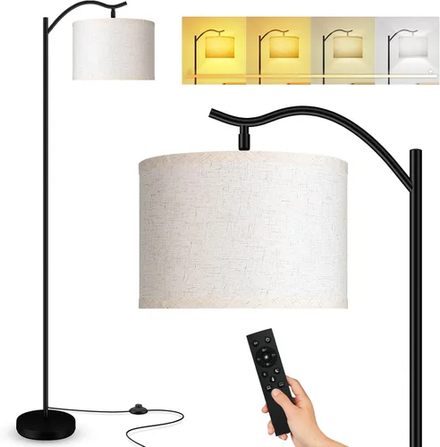 Miniatura 9 de BoostArea Lámpara de pie para sala de estar, lámpara de pie de arco con control remoto, brillo regulable continuo y temperatura de colores 2700 Yute