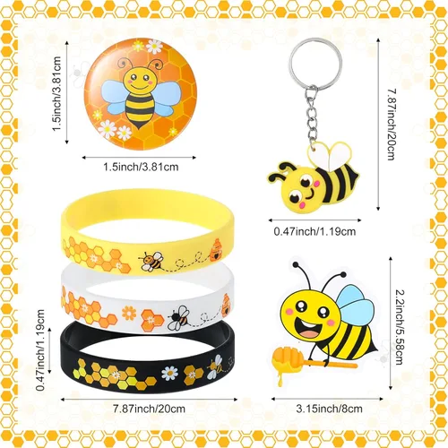 Miniatura 2 de Capoda 110 piezas temáticas de abejas recuerdos de fiesta temática de abeja, decoración de aula, vaso de juguete de color, pulsera amarilla Wobbler
