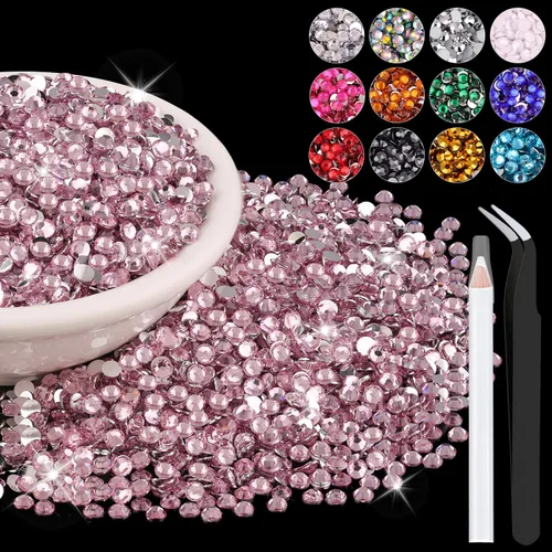 Miniatura 78 de 12000 diamantes de imitación de resina de 0.079 pulgadas a granel para manualidades (transparente), cristales deslumbrantes con parte trasera plana