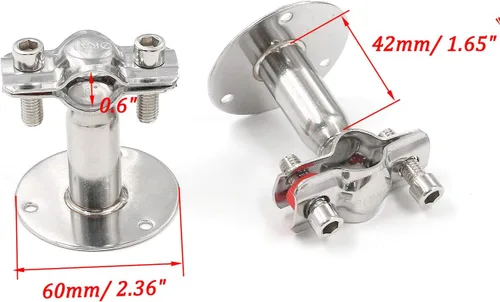 Miniatura 2 de Antrader Abrazadera de soporte de tubo, soporte de tubo de montaje en pared de acero inoxidable, correas de tubo ajustables para tubo de 0.748 in