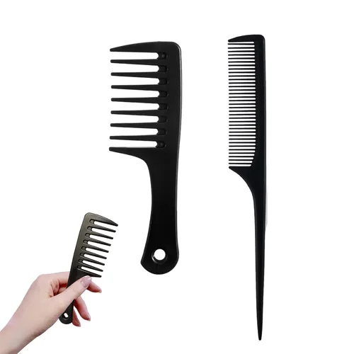 Miniatura 11 de Mini peines para el cabello, paquete de 2 peines pequeños y anchos para mujer, peine de ducha portátil para cabello rizado, largo, húmedo y seco