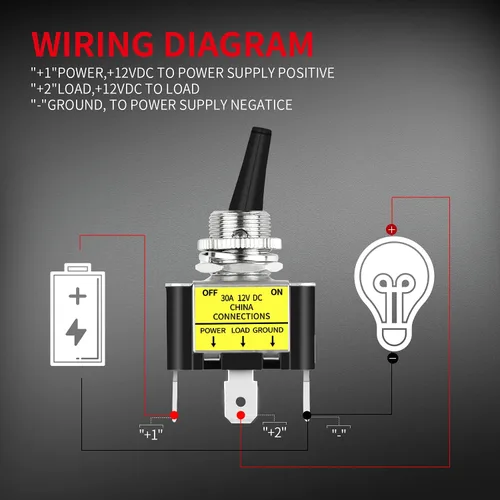 Miniatura 5 de DaierTek Interruptor de palanca con luz LED azul de 12 V, 30 amperios, 12 voltios, interruptor de palanca SPST ON Off 2 posiciones 3pin