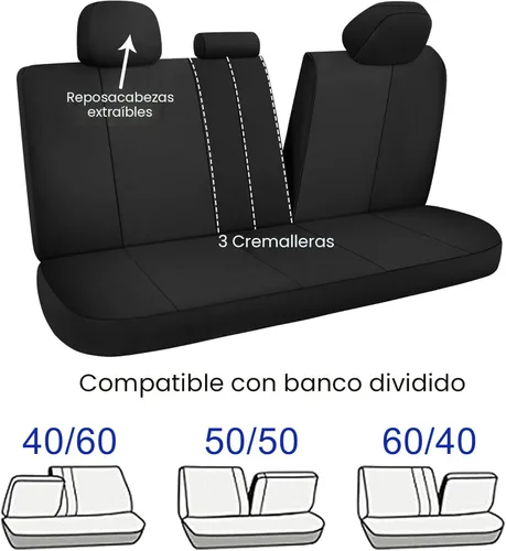 Miniatura 4 de CAROMOP Funda impermeable para asiento de automóvil asientos completos, fundas de asiento de neopreno para automóviles, fundas interiores de Negro