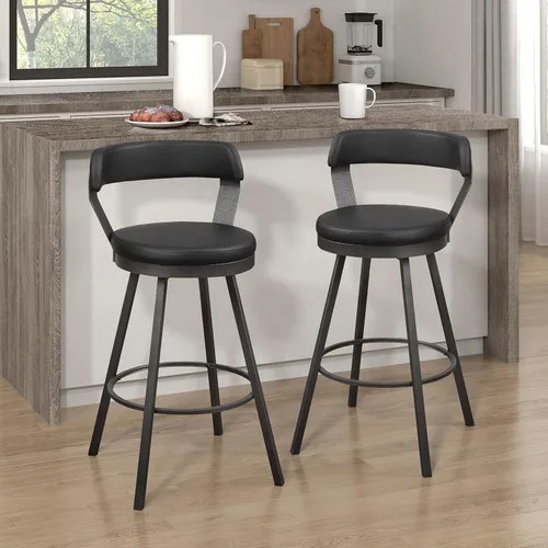 Miniatura 12 de Lexicon Ruthie - Juego de 2 taburetes giratorios para encimera de cocina con respaldo, 25.5 pulgadas de altura de asiento de 25.5 pulgadas, sillas