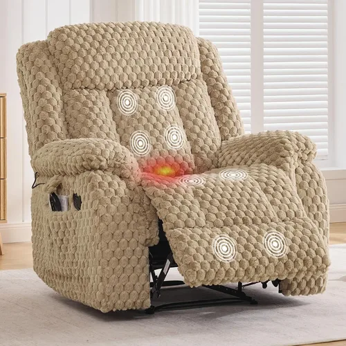 Miniatura 10 de Silla reclinable de masaje con calor, sillas reclinables de piel sintética para adultos, silla de descanso ergonómica reclinable manual de 39