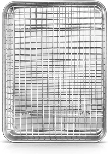 Miniatura 12 de Joyfair - Bandeja para hornear de 9 pulgadas con estante de enfriamiento, bandejas para horno tostador de acero inoxidable con rejillas de rejilla