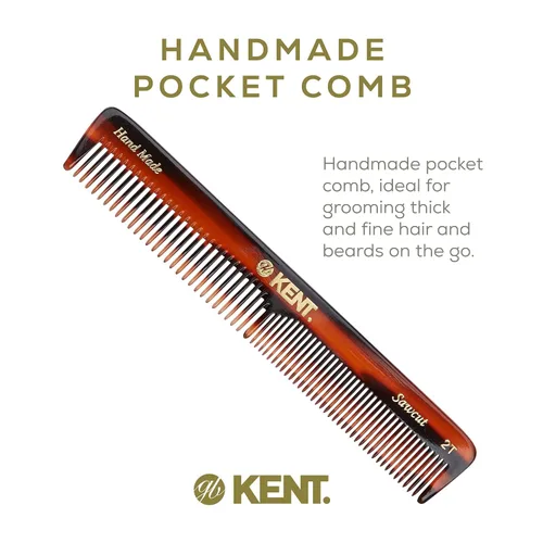 Miniatura 3 de Kent 2T - Peine de dientes finos y anchos para hombres, peine pequeño para barba y bigote, peinado diario y peinetas de aseo para hombre, corte