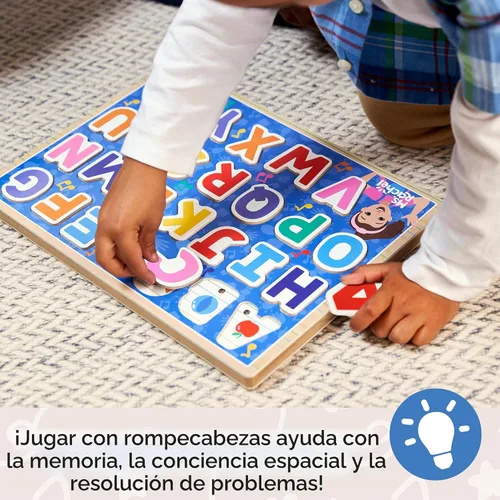 Miniatura 5 de Melissa & Doug® Ms. Rachel™ Rompecabezas de sonido del alfabeto fonético de madera con efectos de sonido activados por luz, juguetes para niños