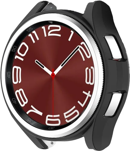 Miniatura 2 de Compatible con Samsung Galaxy Watch 6 Classic 1.772 pulgadas (1.850 in), carcasa rígida de policarbonato resistente a los impactos, a prueba de Negro
