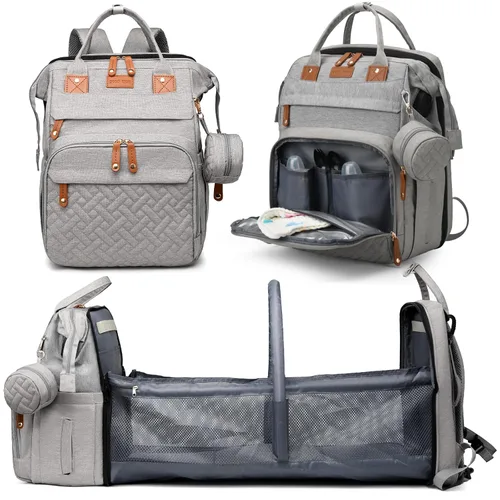 Miniatura 7 de Mochila para pañales con cambiador, bolsa de pañales grande para niños y niñas, mochila multifuncional para pañales de viaje, bolsa de bebé con Negro
