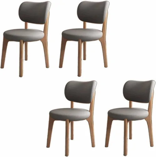 Miniatura 12 de Juego de 2 sillas de comedor tapizadas de cuero suave, sillas de comedor de madera maciza, con asiento acolchado y patas de madera para cocina, sala