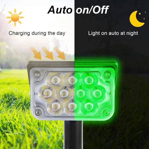 Miniatura 2 de Focos solares verdes para exteriores, luces decorativas del día de San Patricio con IP65, impermeables, 20 LED, focos solares de paisaje